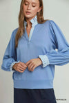 Umgee Stripe Ruffle Neck Long Sleeve Top