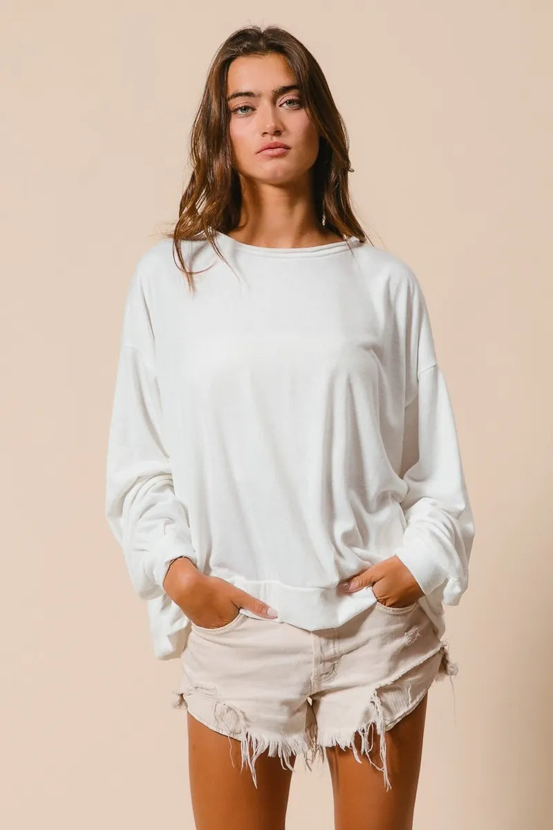 BiBi Loop Terry Pull Over With Cut Edge Band