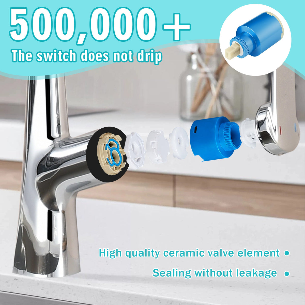 Professional Chrome Kitchen Faucet - 3 Function 360 Sprayer with One Touch Switching, Metal Construction
