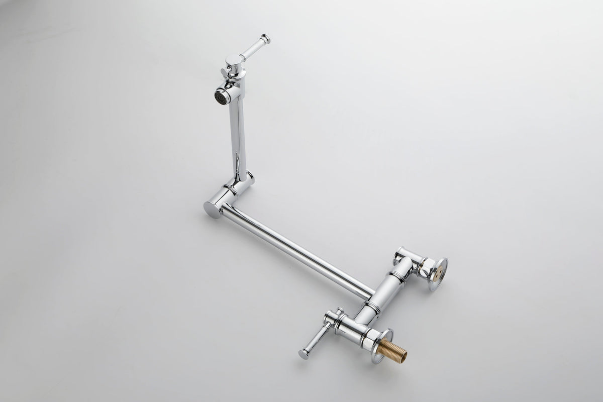 Wall mounted Pot Filler Faucet, Modern Brass Pot Filler Two-Attachment Wall Mount Folding Kitchen Pot Filler Swing Arm