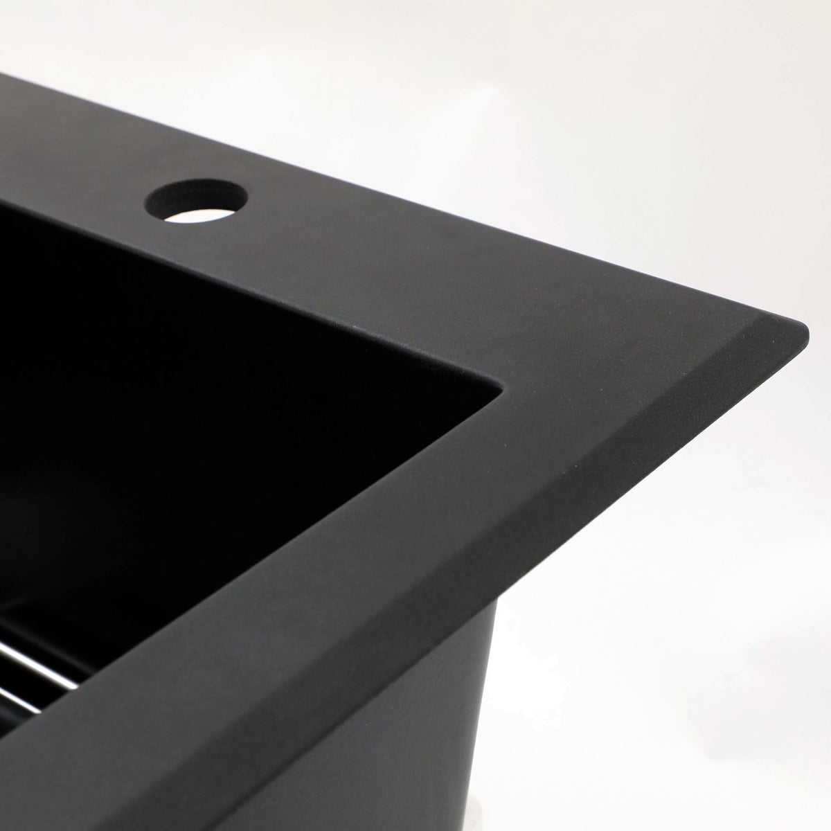 Quartz Kitchen Sink - 33' x 22' Black Granite Composite Drop-In Sink with Durable Construction