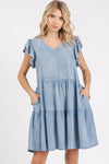 New Summer V-Neck Ruffled Cap Sleeve Mini Dress For Women – Fluttering, Trendy, Feminine, Elegant & Playful Style
