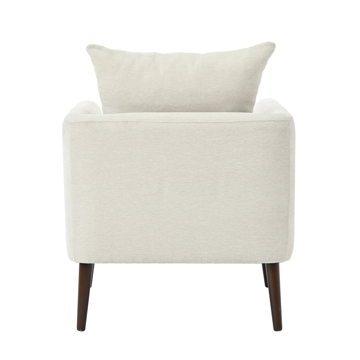 Modern Chenille Accent Chair, Upholstered Armchair for Living Room, Mid Century Fabric Lounge Chair w/Pillow, Comfortable Reading Chair with Wood Legs for Living Room, Bedroom, Reception Room (Beige)