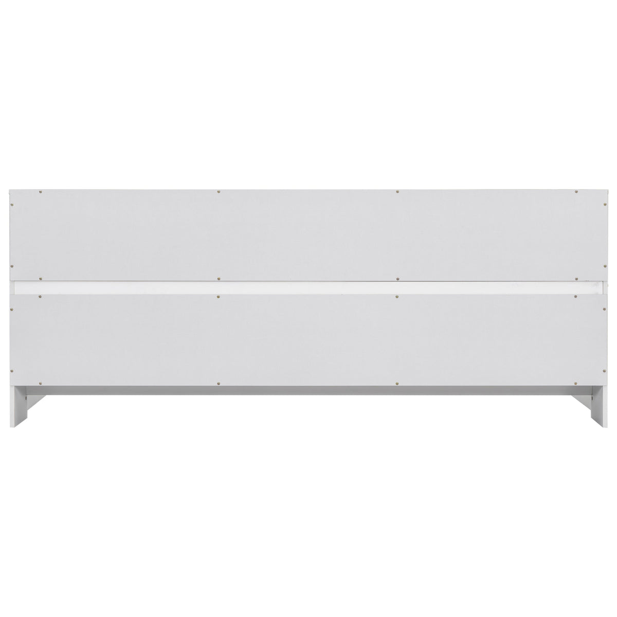 Full Floor Bed with Side Bookcase,Shelves,Guardrails,White