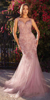 Andrea & Leo A1231 Long Fitted Lace and Tulle Mermaid Gown