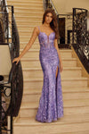 Nox Anabel A1583 Sleeveless V-Neck Fully Sequined Gown with Slit