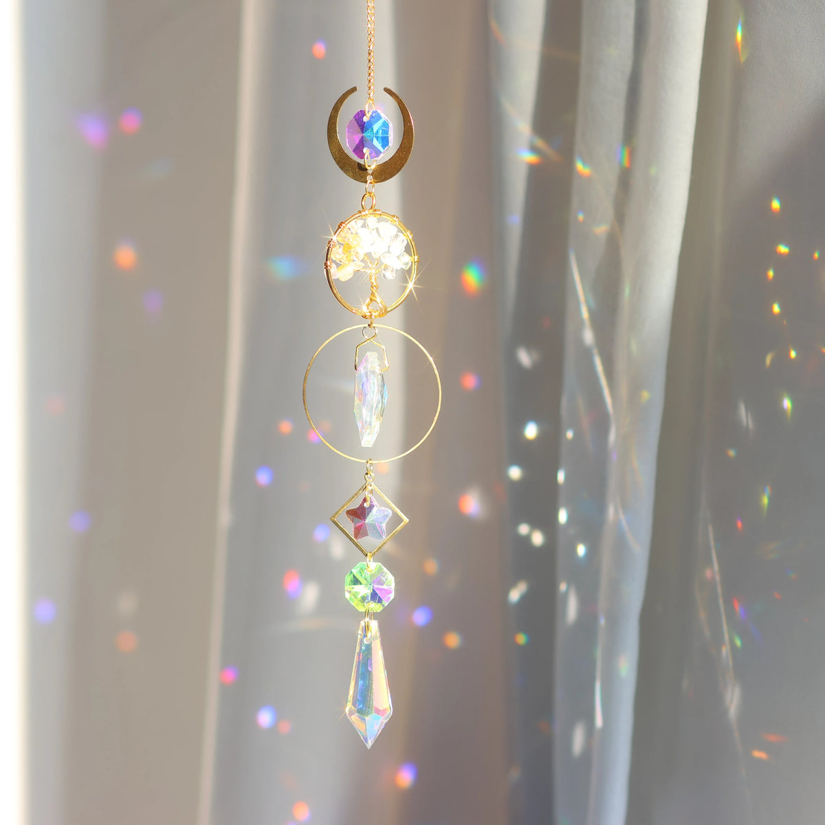 Tree of Life Crystal Pendant Sun Catcher Indoor and Outdoor Rainbow Home Garden Window Christmas Tree Wedding Decoration