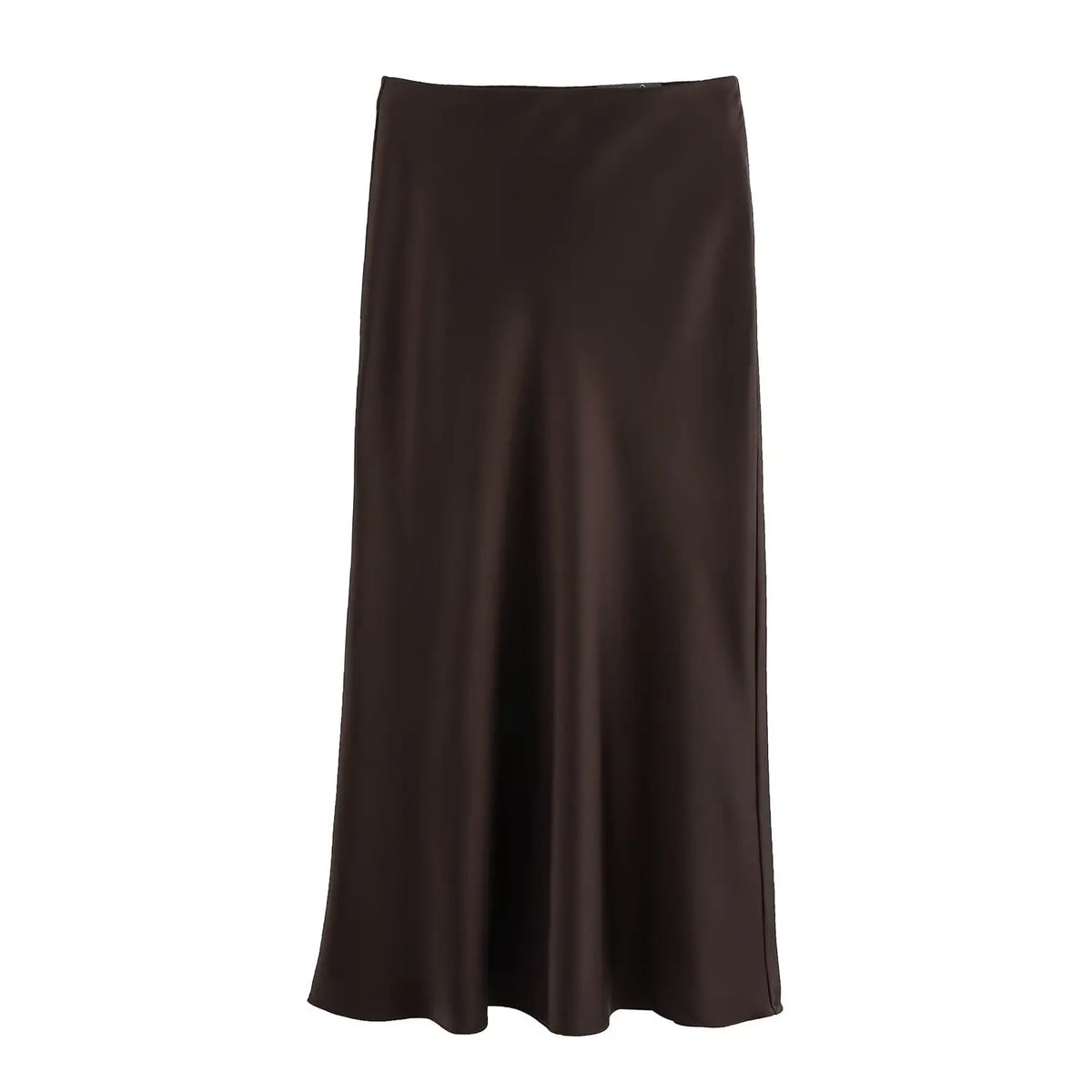 KONDALA Vintage Satin Solid Long Skirts Women High Waist Elastic Silky Skirts Fashion 2025 Spring Elegant Straight Skirts