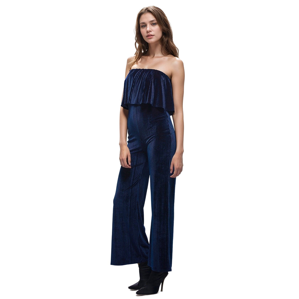 Women's Ribbed Velvet Tube Top Jumpsuit