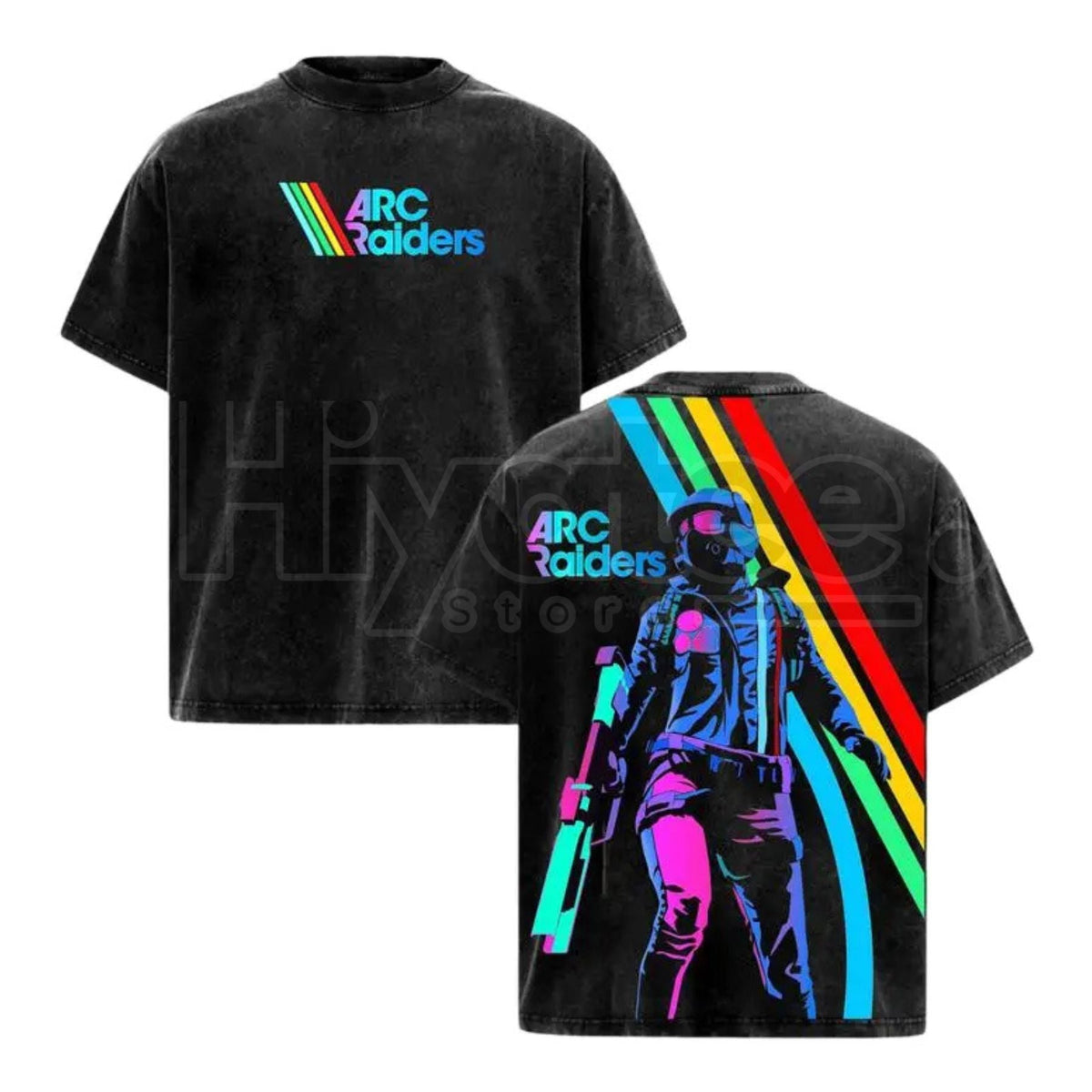 ARC Raiders Retro Synthwave Graphic Tee – Vintage Washed Oversize Streetwear
