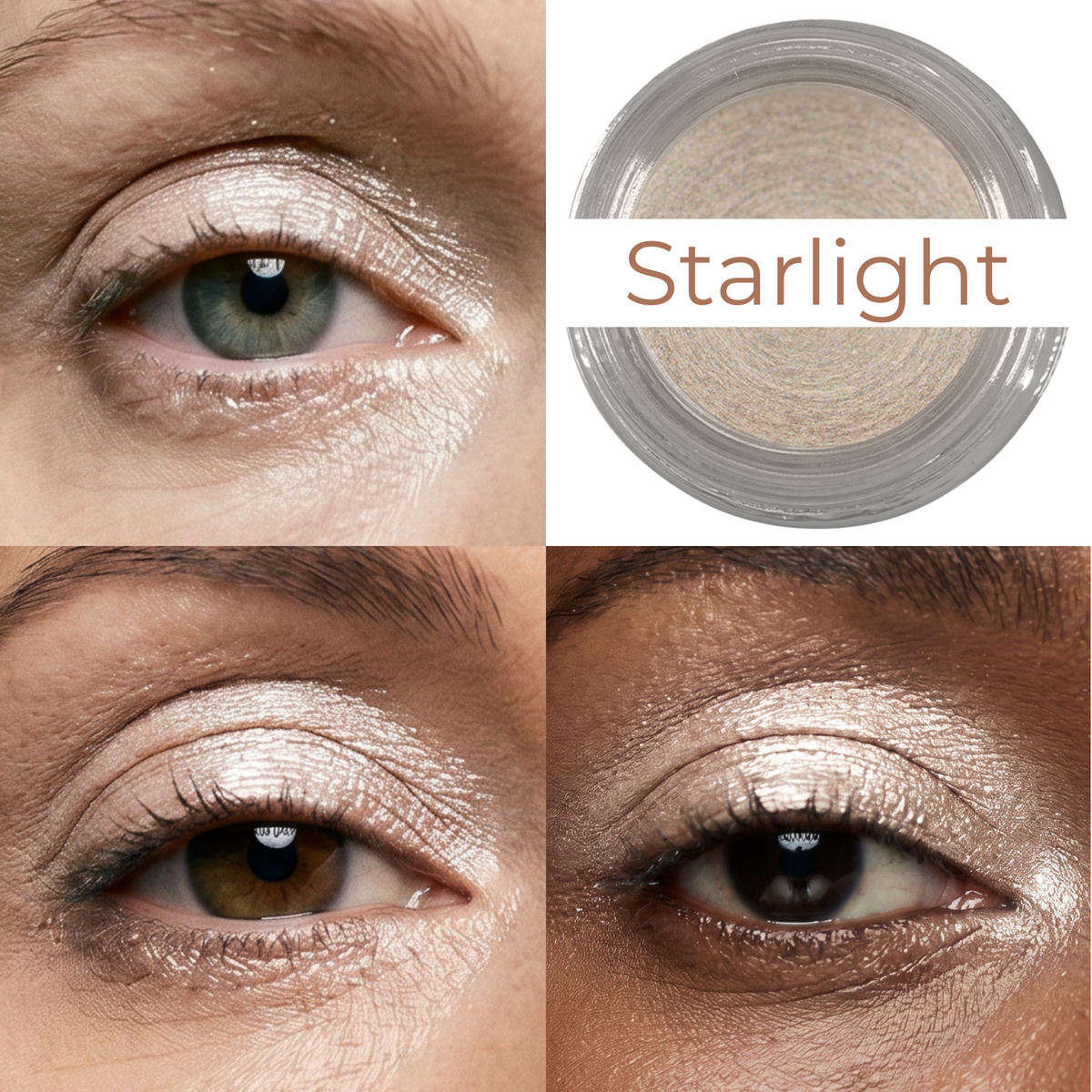Starlight Any Wear Creme - A Waterproof Multi-tasking creme to powder product for eyes, cheeks & lips. Can be worn anywhere