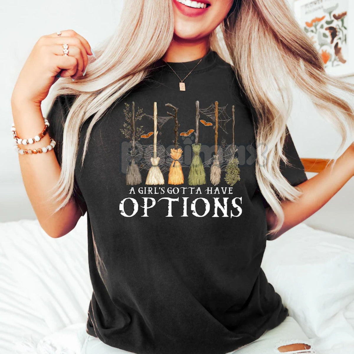 'A Girl Gotta Have Options' Witches Halloween Shirt – Retro Halloween T Shirt, Funny Witch Tee, Empowered Spooky Season Apparel