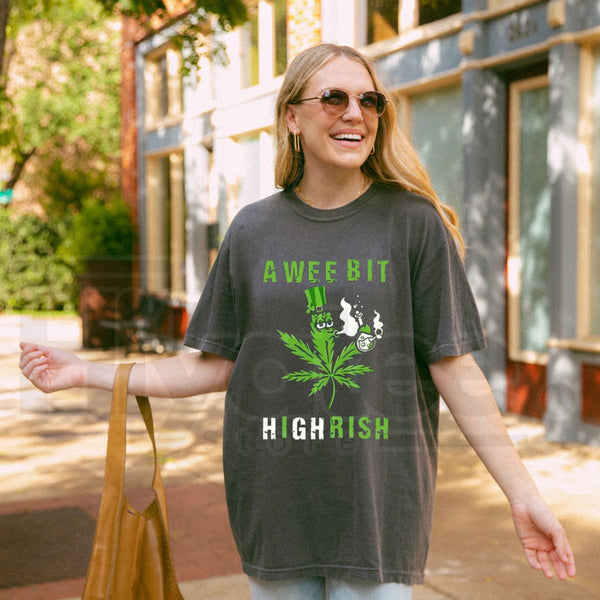 "A Wee Bit Highrish" Funny 4th of July T-Shirt – Irish Pot Smoking Graphic Tee