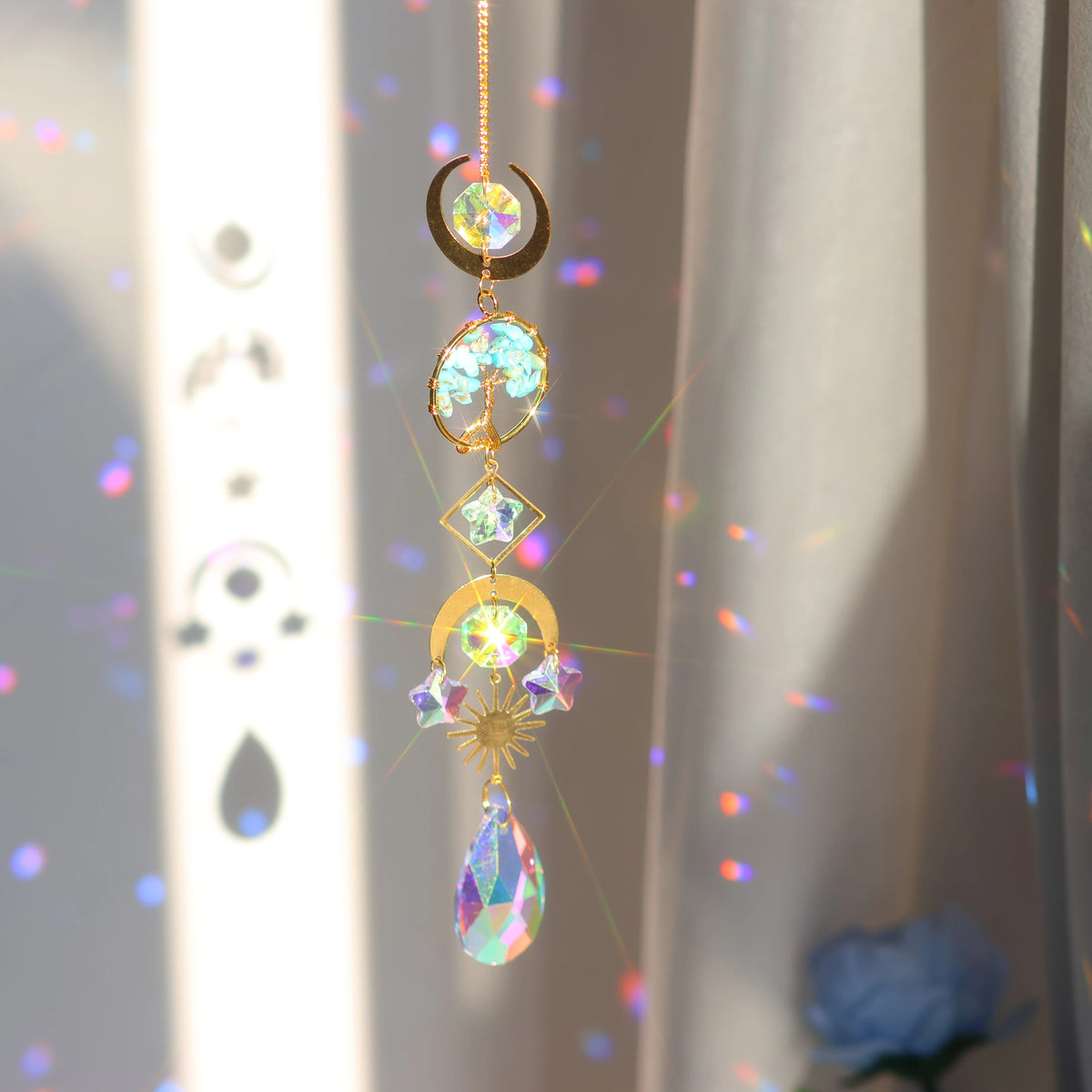Tree of Life Crystal Pendant Sun Catcher Indoor and Outdoor Rainbow Home Garden Window Christmas Tree Wedding Decoration