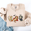 Adorable Halloween Cats All Over Feline Illustration Cozy Costume Style Sweatshirt