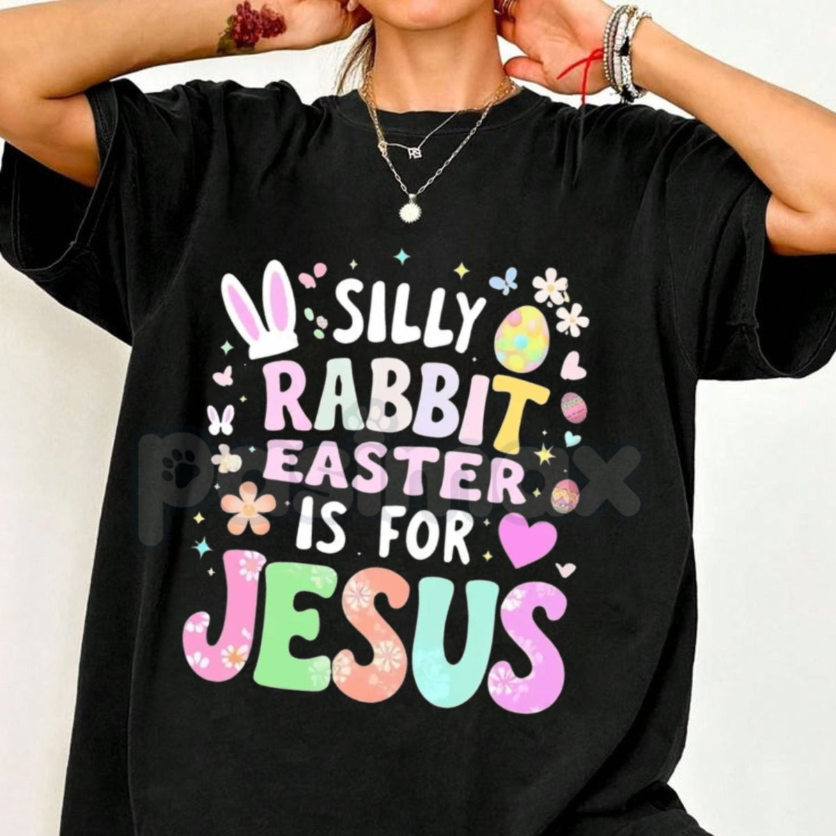 Aesthetic "Easter Is For Jesus" Floral T-Shirt - Boho Silly Rabbit Christian Graphic Tee, Premium 100% Cotton Religious Spring Top, Wildflower Faith-Based Holiday Shirt, Soft Lived-In Heavyweight Sunday Morning Apparel, Made in USA Women's Easter Gift