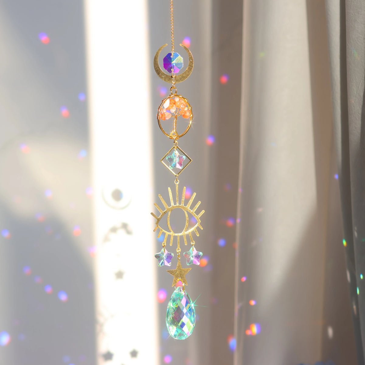 Tree of Life Crystal Pendant Sun Catcher Indoor and Outdoor Rainbow Home Garden Window Christmas Tree Wedding Decoration