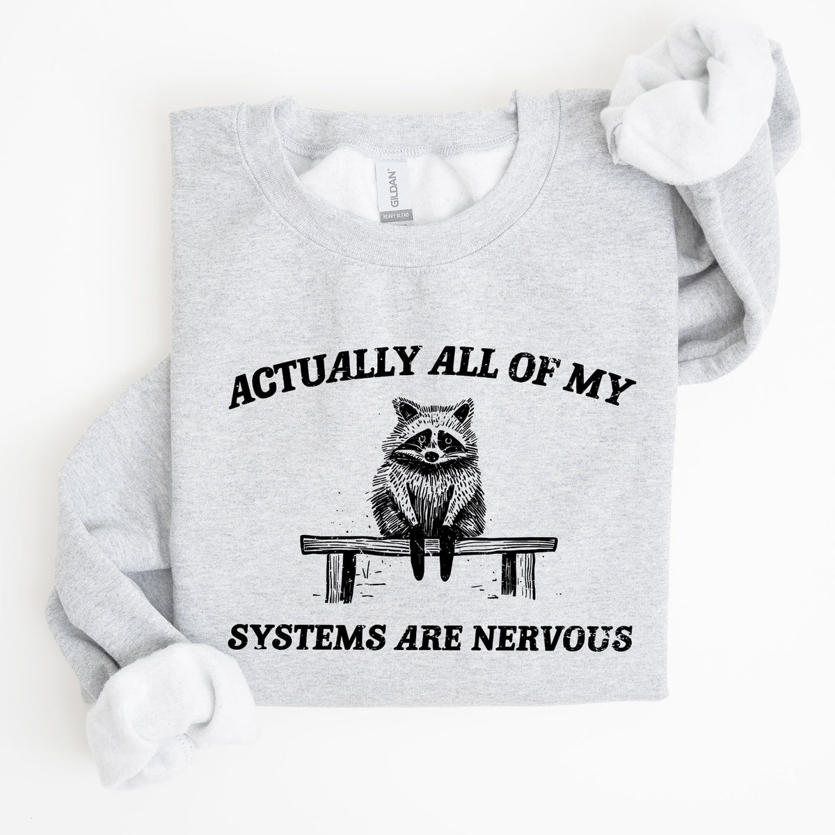 All Of My Systems Are Nervous Anxiety Raccoon Mental Health Expression Sweatshirt
