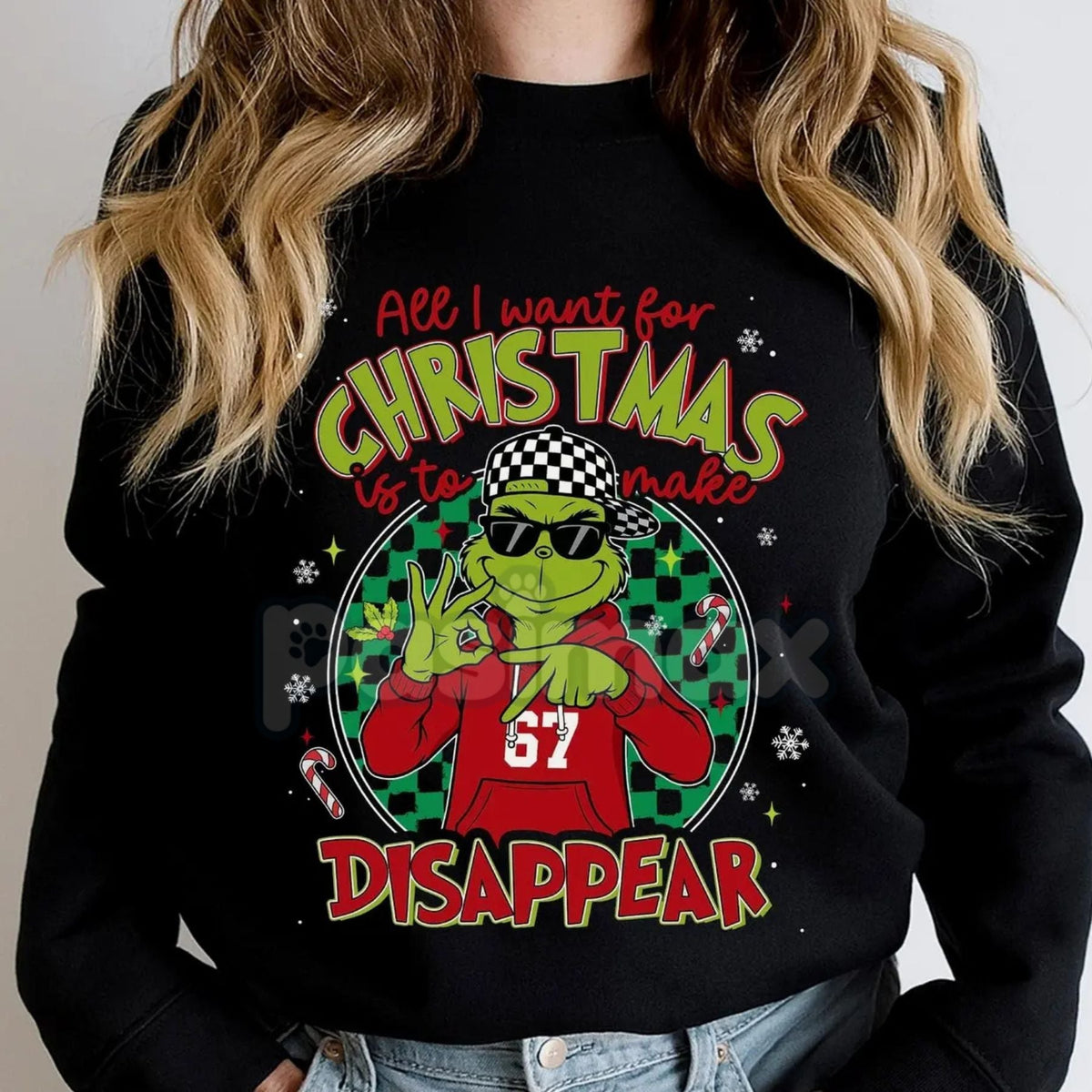 "All I Want For Christmas Is To Make 67 Disappear" Sweatshirt | Six Seven Meme Christmas Jumper | Viral TikTok Slang Holiday Gift