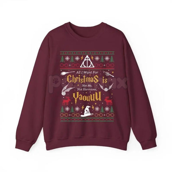 "All I Want for Christmas Is Not Me" Ugly Sweatshirt | Funny Women Xmas Crewneck | Self-Deprecating Holiday Sweater | Ironic Gag Gift