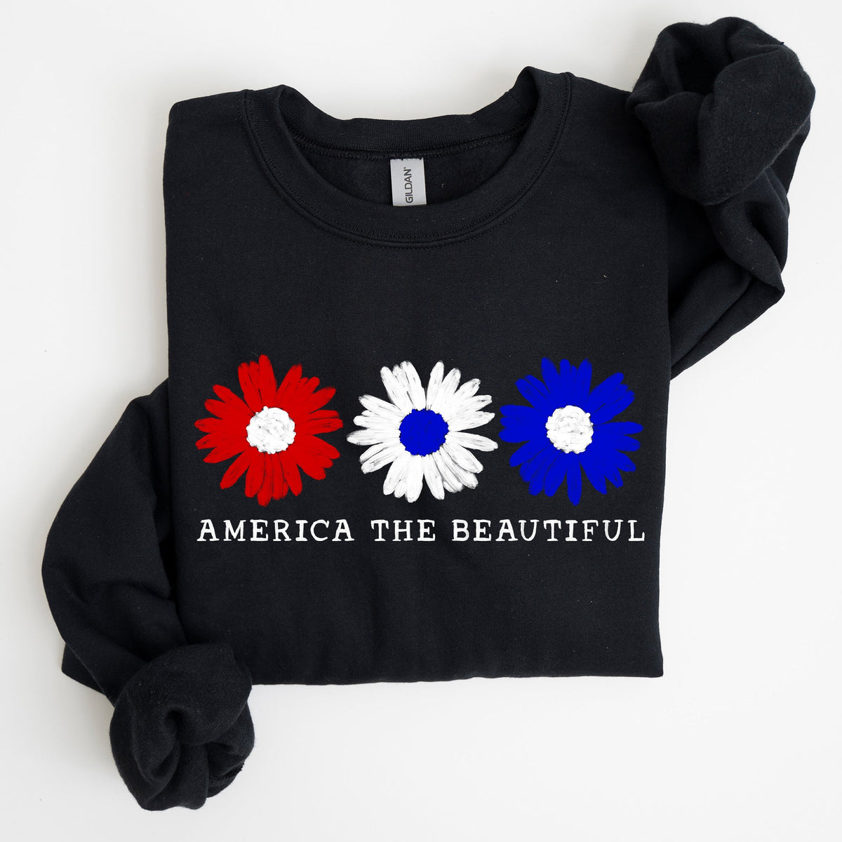 America The Beautiful Red White Blue Patriotic Pride Canvas Inspired Cozy Sweatshirt