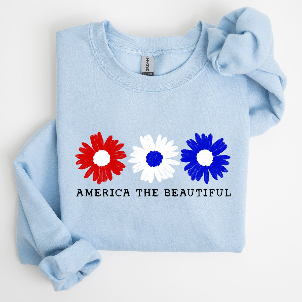 America The Beautiful Red White Blue Patriotic Pride Canvas Inspired Cozy Sweatshirt