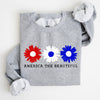 America The Beautiful Red White Blue Patriotic Pride Canvas Inspired Cozy Sweatshirt