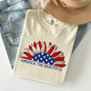 America The Beautiful Sunflower Flag Red White Blue Patriotic Comfort Colors Tee