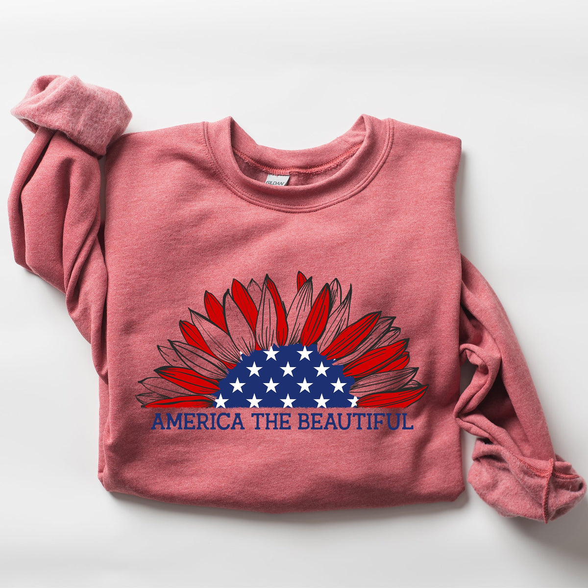 America The Beautiful Sunflower Patriotic Emblem Artwork In Bold Uplifting Style For Everyday Wear Sweatshirt