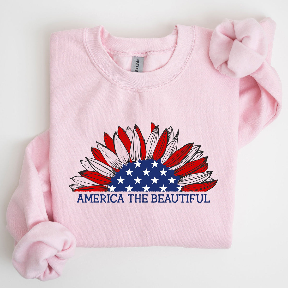 America The Beautiful Sunflower Patriotic Emblem Artwork In Bold Uplifting Style For Everyday Wear Sweatshirt