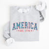 America 1776 Patriotic 4th of July Vintage Graphic Print Across Chest Sweatshirt