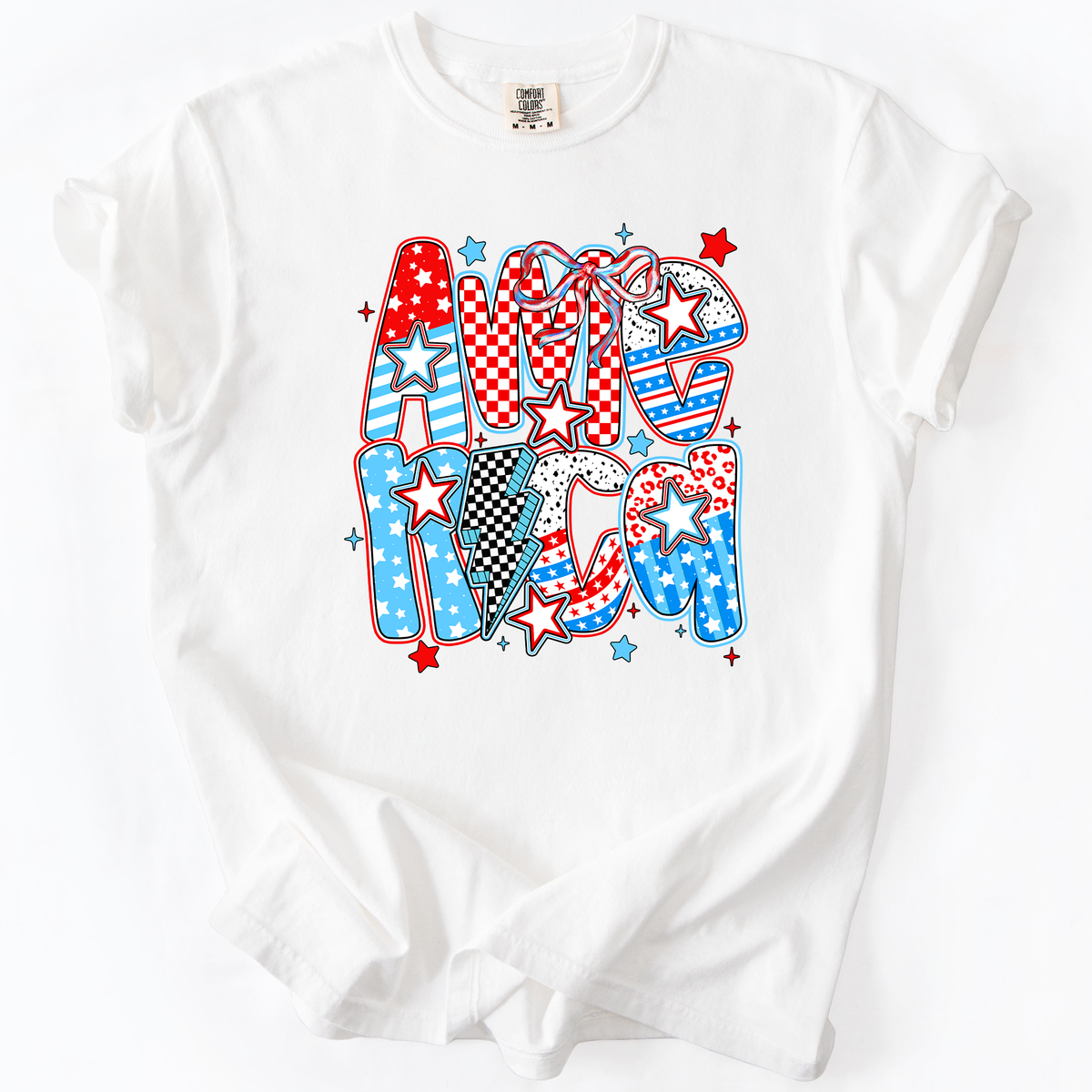 Colorful American Patriotism USA Fourth Of July Celebration Bold Flag Inspired Comfort Colors Tee