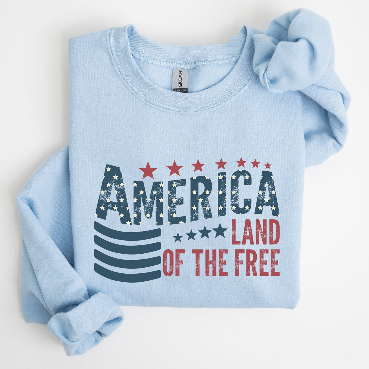 America Flag Land Of The Free Patriotic USA Pride Heritage Edition Graphic Emblem Sweatshirt
