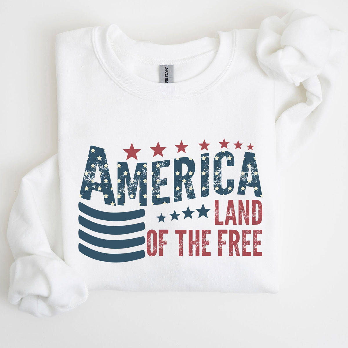 America Flag Land Of The Free Patriotic USA Pride Heritage Edition Graphic Emblem Sweatshirt
