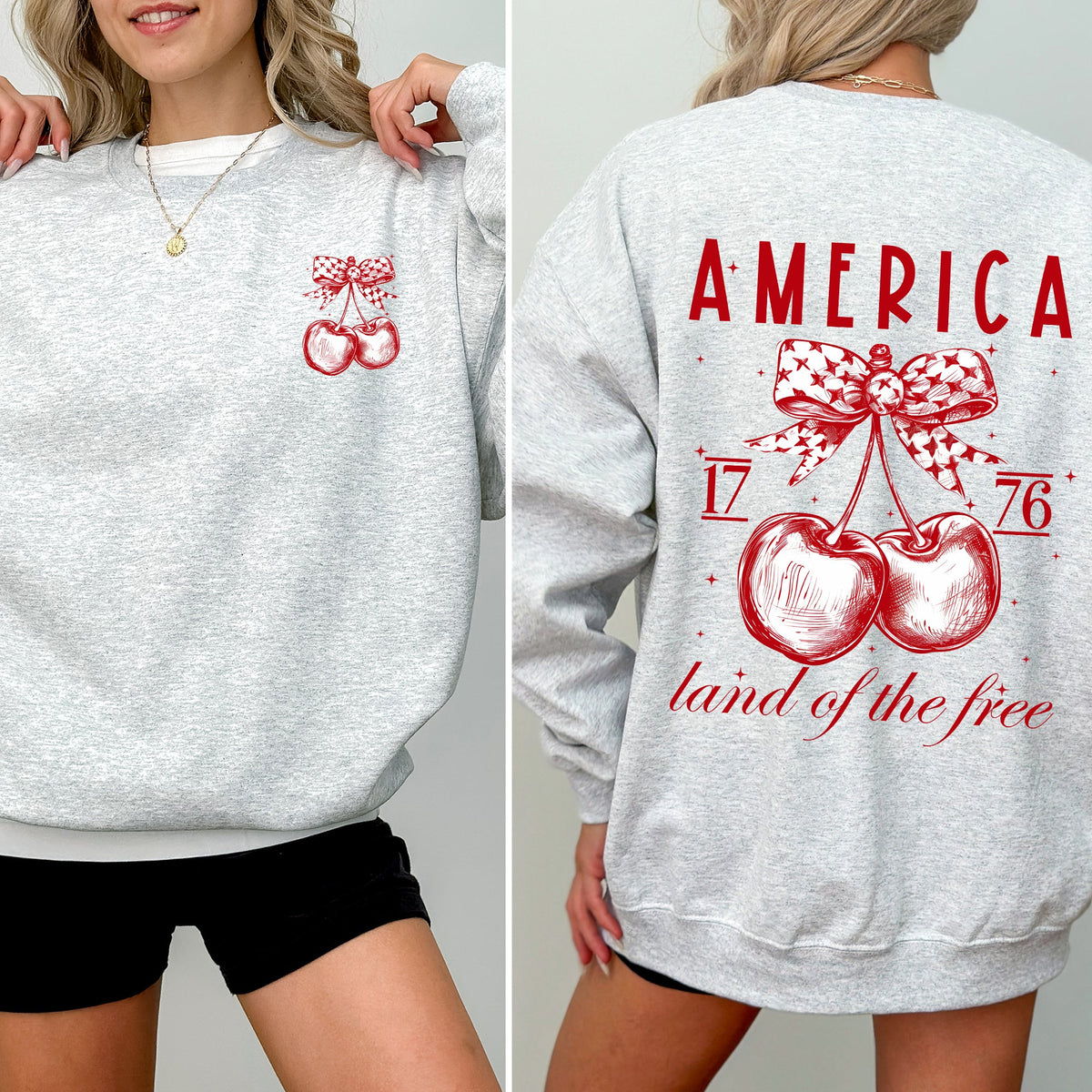 America, Land Of The Free, 1776, Cherries, Patriotic, 4th Of July USA Sweatshirt