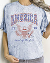 America Land Of The Free Eagle 1776 Independence Day Stars Stripes Patriotic Color Blast Comfort Colors Tee