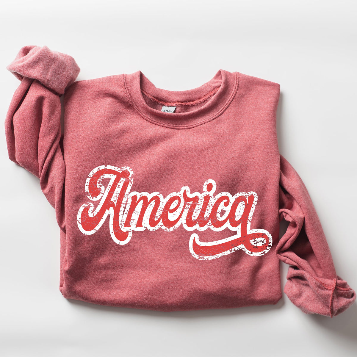 America 4th Of July Patriotic USA Red White Varsity Retro Vintage Emblem Sweatshirt