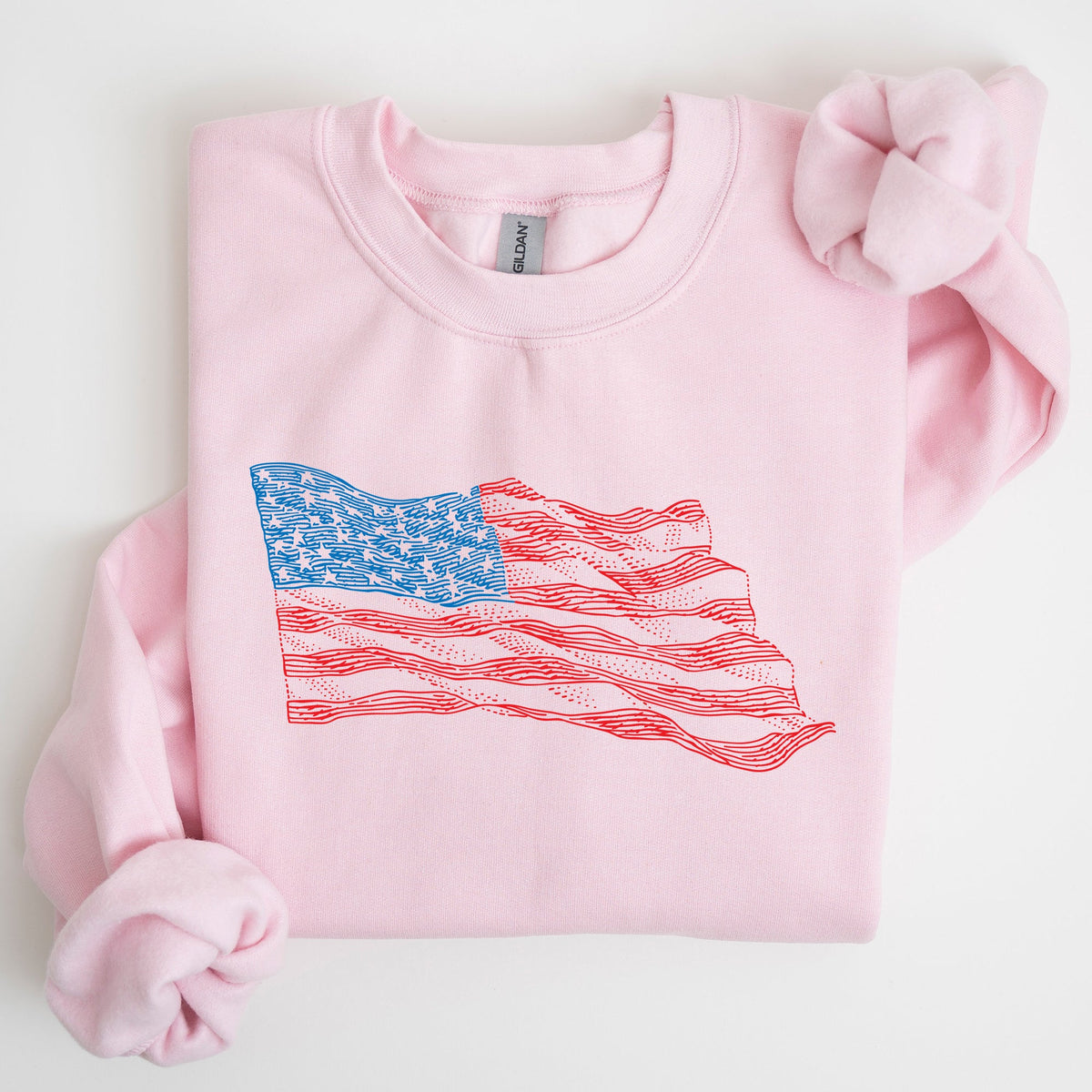 American Flag Illustration Patriotic 4th Of July Celebration Premium Edition Sweatshirt