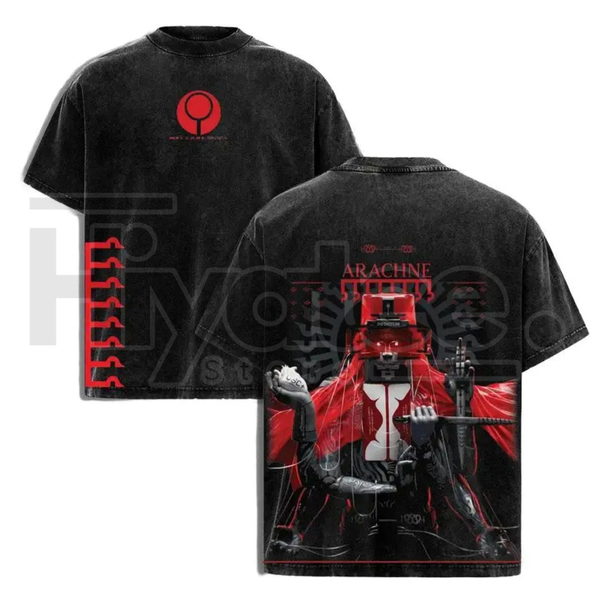 Arachne Neon Sci-Fi Graphic T-Shirt – Oversized Heavyweight Cotton Gaming Streetwear Tee