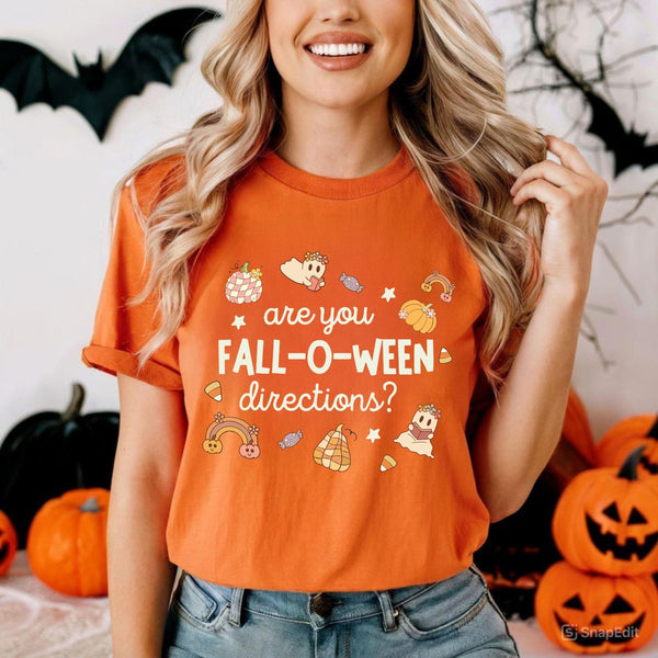 "Are You Fall-O-Ween Directions?" Shirt - Funny Halloween Pun Tee, Spooky Season Apparel