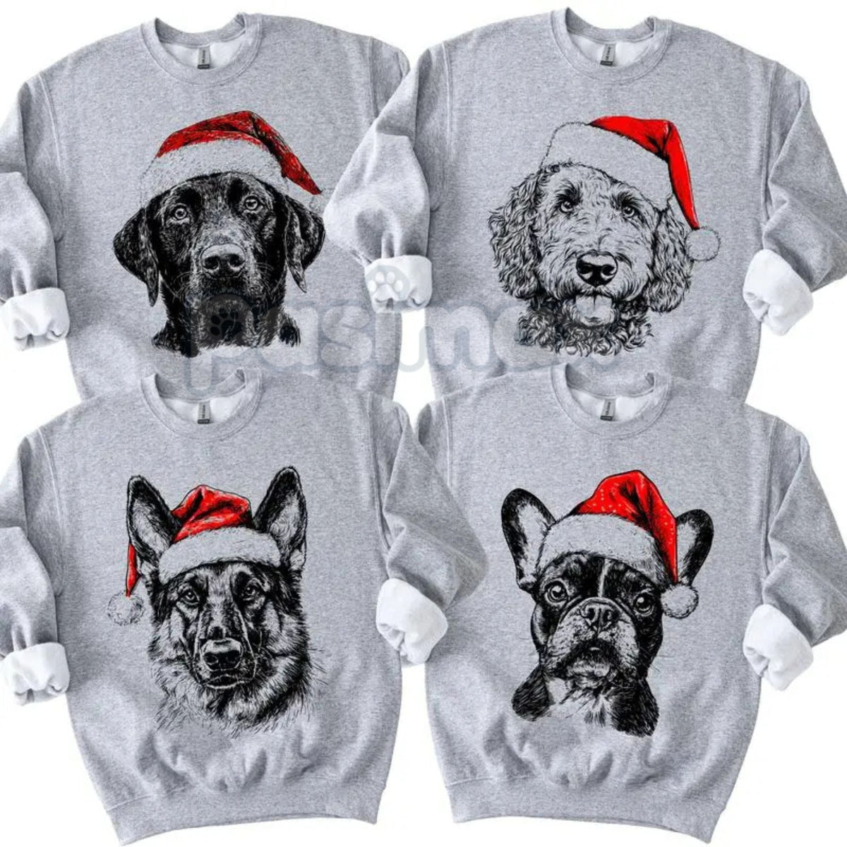 Ash Grey "Santa Paws" Dog Christmas Crewneck – Cozy Pet Lover Holiday Sweatshirt