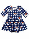 Auburn Plaid Aubie 3/4 Sleeve Twirl Bodysuit