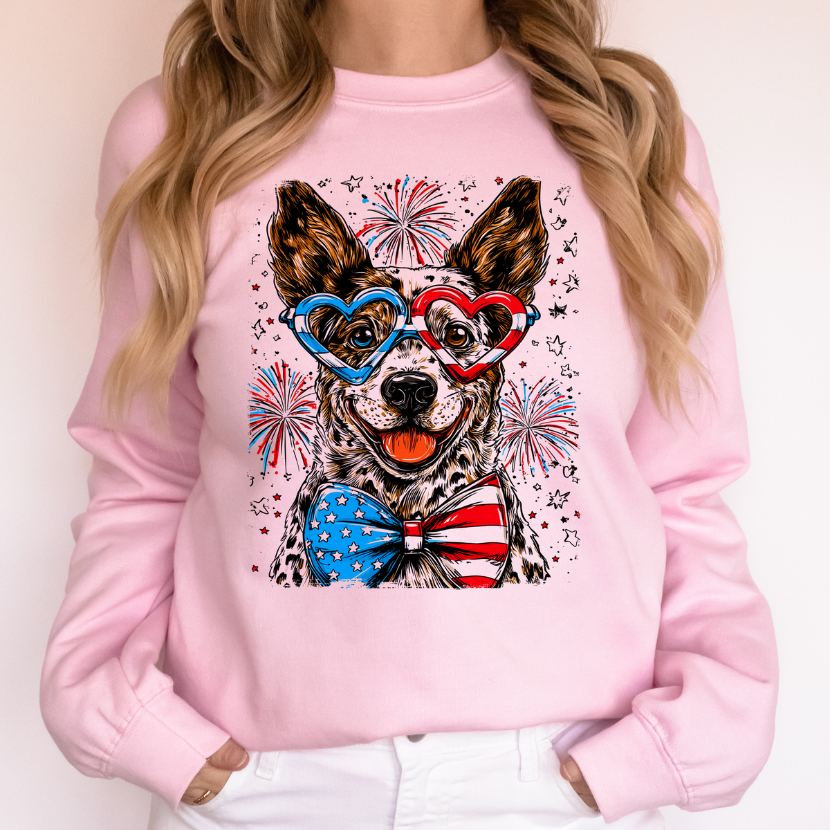 Australian Cattle Dog Patriotic USA America Pet Lover 4th Of July Retro Sweatshirt