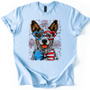 Australian Cattle Patriotic Dog USA America Pet Lover 4th July Flag Edition Graphic Tee