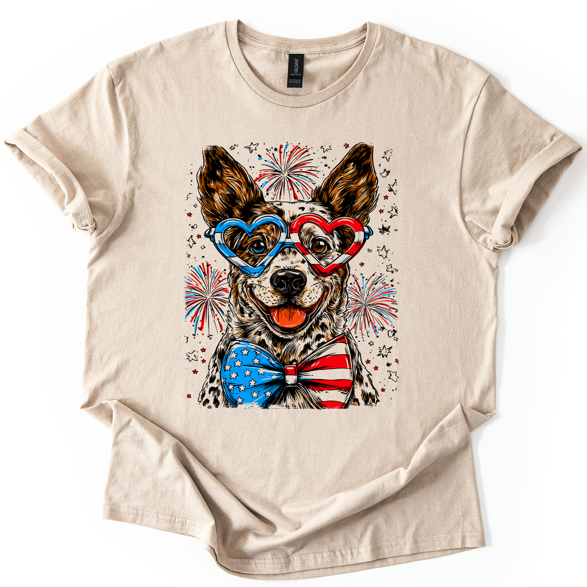 Australian Cattle Patriotic Dog USA America Pet Lover 4th July Flag Edition Graphic Tee
