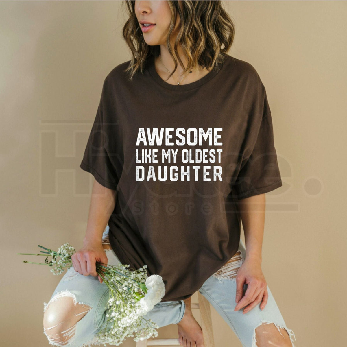 "Awesome Like My Oldest Daughter" Dad Joke Classic T-Shirt – 100% Cotton Funny Tee