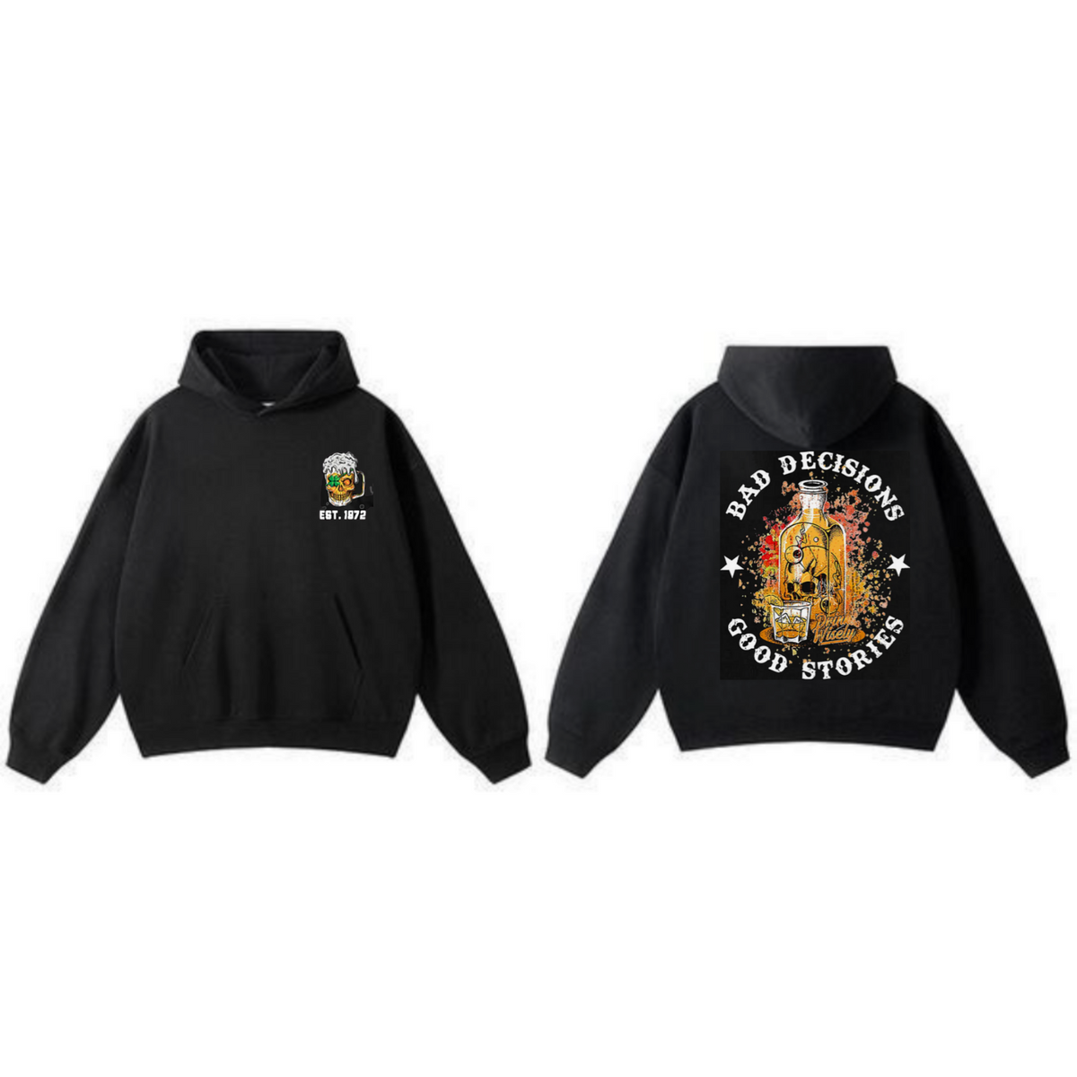 "Bad Decisions Good Stories" Halloween Hoodie – Gen X Pullover, Spooky Nostalgia
