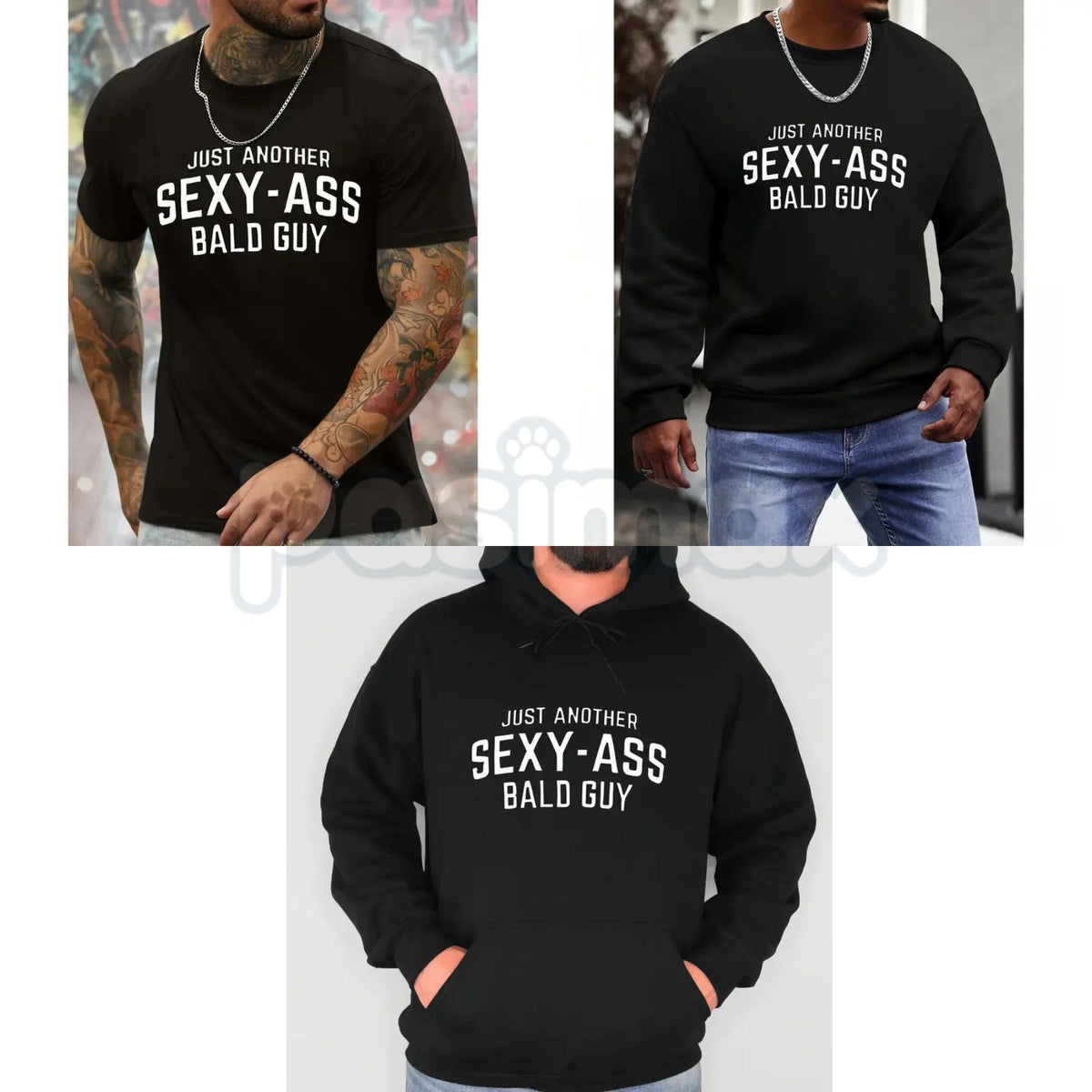 Bald Guy Print Men's Crew Neck – Fashionable Sports T-Shirt, Sweatshirt & Hoodie Collection