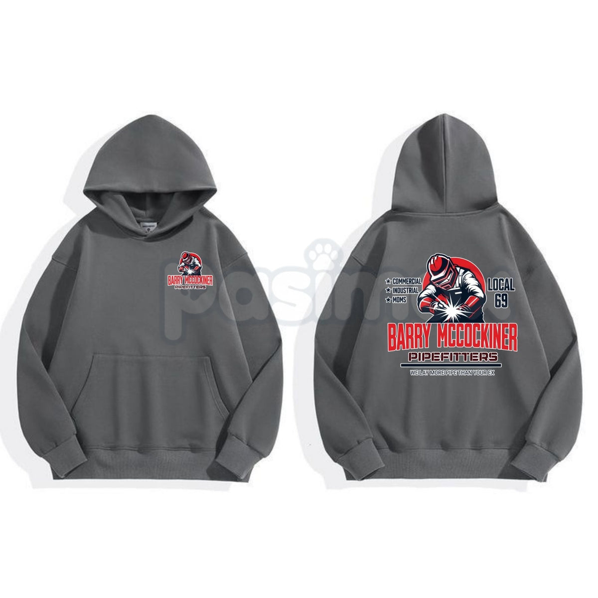 Barry McCockiner Pipefitters Local 69 Hoodie – Funny Parody Workwear Pullover, Sarcastic Trade Humor Apparel, Unisex