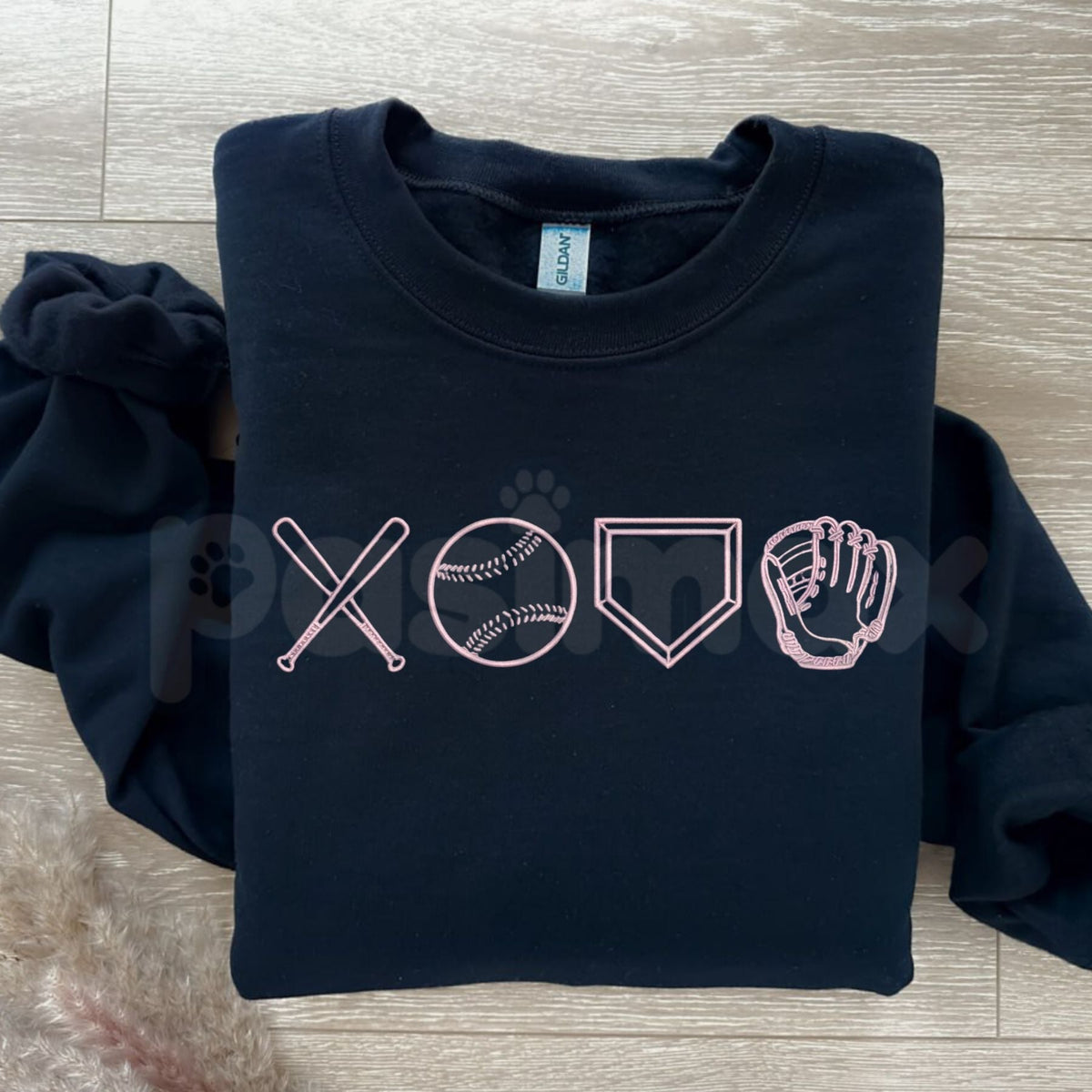 Baseball XOXO Icons Embroidered Sweatshirt – Cute Game Day Sports Crewneck